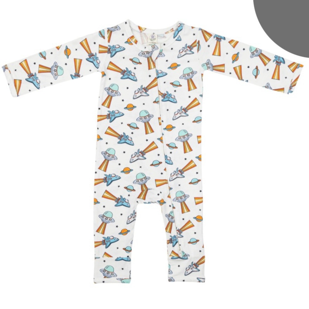 Larkspur Spaceship/UFO Bamboo Romper 0-3m